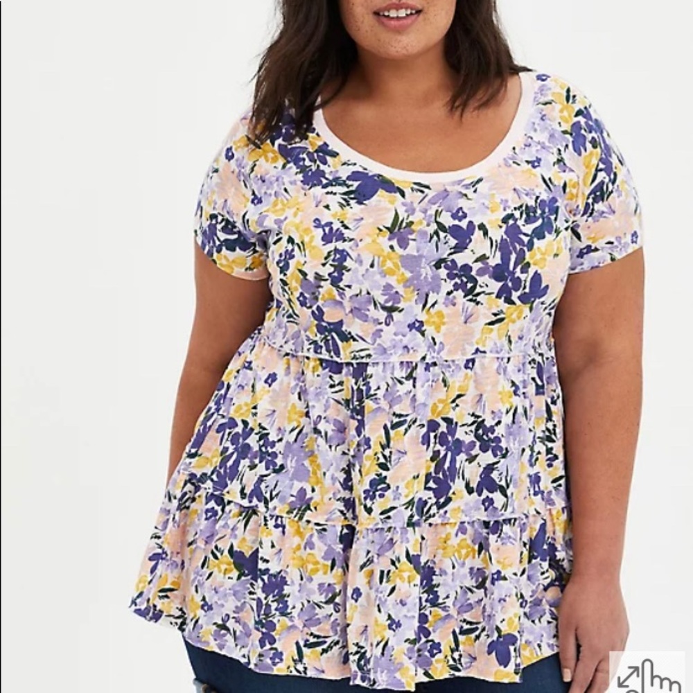 Torrid TIERED BABYDOLL TOP - SUMMER FLORAL Sz 1